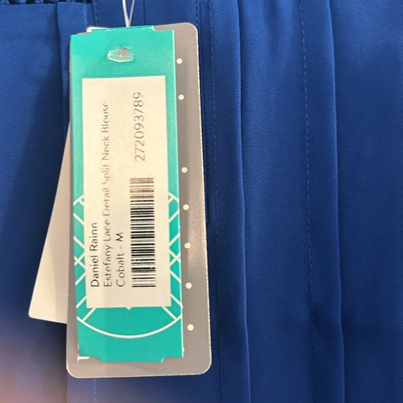 Daniel Rainn Estefany Cobalt Blue Split Neck Blouse NWT - Picture 8 of 9